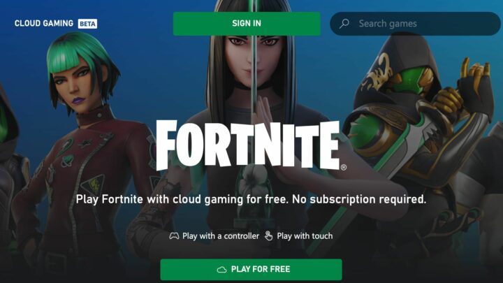 Fortnite, disponible gratis con Xbox Cloud Gaming