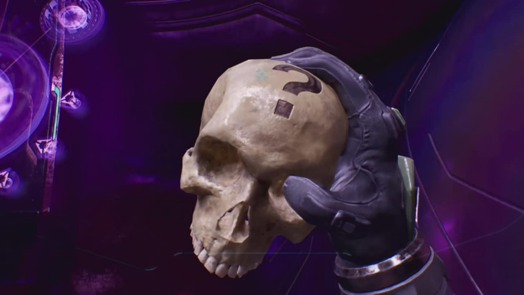 Jugador sosteniendo una calavera