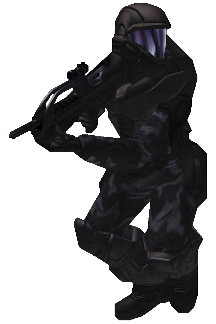 Soldado ODST del Halo 2 original empuñando un rifle de batalla