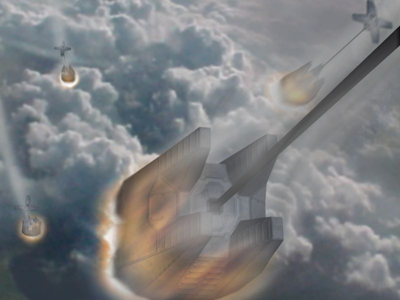 Cápsulas de inserción ODST descendiendo sobre Delta Halo en el Halo 2 original de 2004